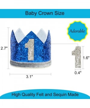 Baby 1st Birthday Crown- Girls Boys Glitter Hat Accessories for First Birthday - Silver Blue - CC190MOI5CH $5.81 Party Hats