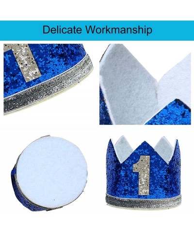 Baby 1st Birthday Crown- Girls Boys Glitter Hat Accessories for First Birthday - Silver Blue - CC190MOI5CH $5.81 Party Hats