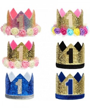 Baby 1st Birthday Crown- Girls Boys Glitter Hat Accessories for First Birthday - Silver Blue - CC190MOI5CH $5.81 Party Hats