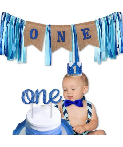 Baby 1st Birthday Crown- Girls Boys Glitter Hat Accessories for First Birthday - Silver Blue - CC190MOI5CH $5.81 Party Hats