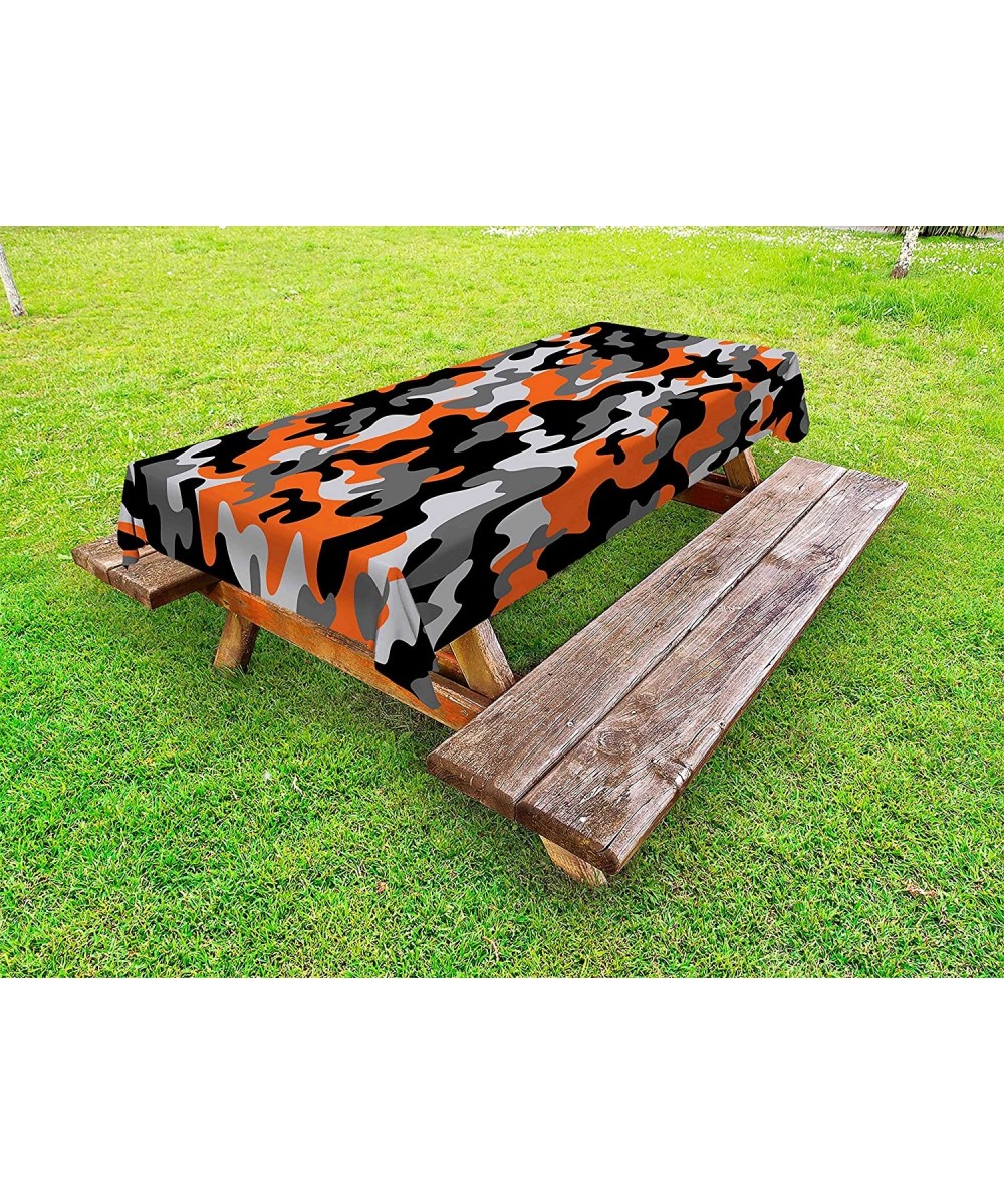Camo Outdoor Tablecloth- Vibrant Camouflage Lattice Like Service Theme Modern Design Print- Decorative Washable Picnic Table ...