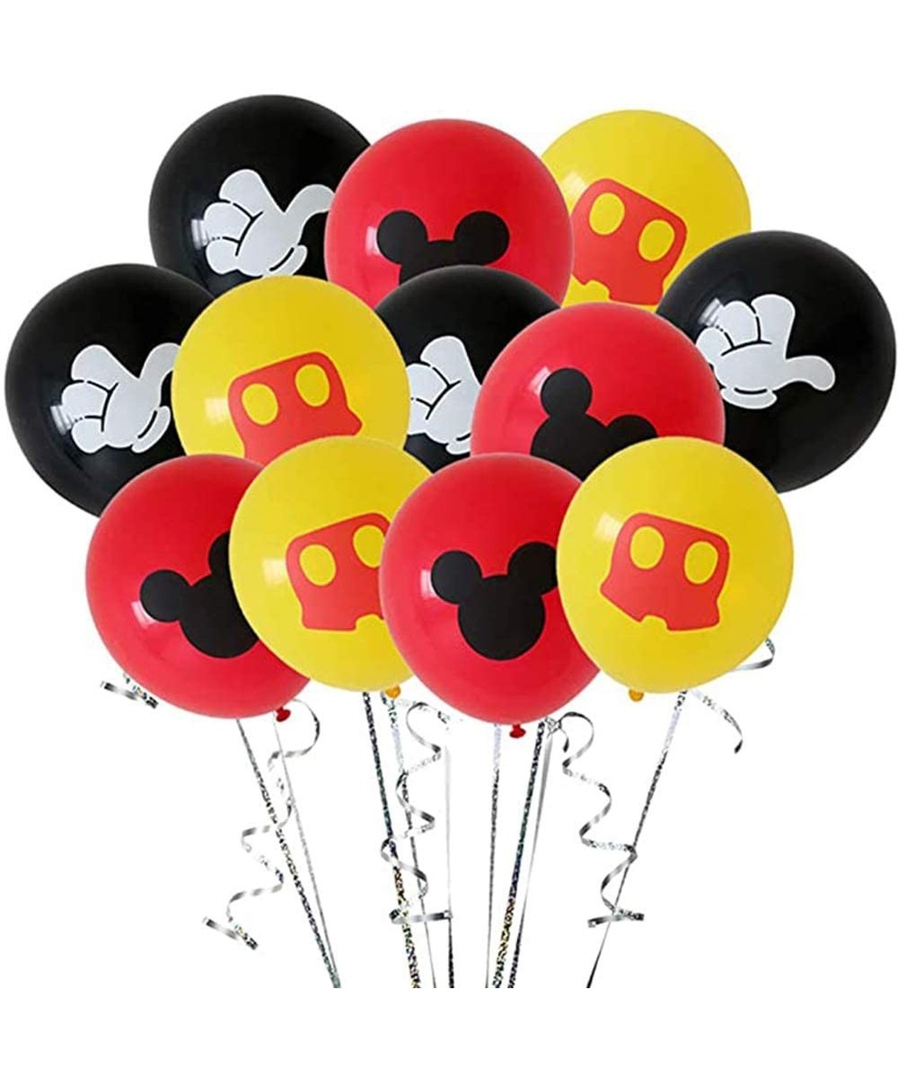 30 Pack Mouse Balloons 12 Inch Latex Balloons Red Black Yellow Balloons Kit for Baby Bbay Party Baby Shower Mouse Theme Party...
