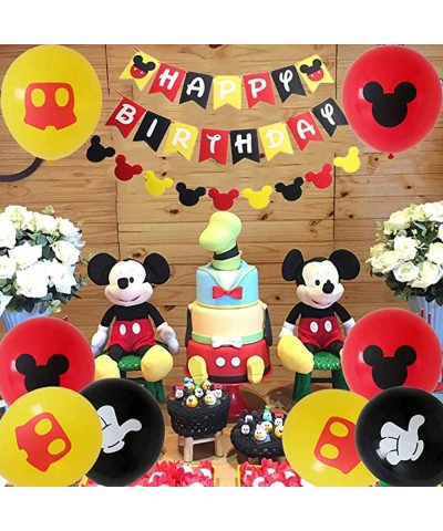 30 Pack Mouse Balloons 12 Inch Latex Balloons Red Black Yellow Balloons Kit for Baby Bbay Party Baby Shower Mouse Theme Party...