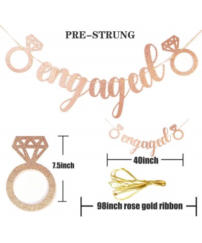 Engagement Party Decorations- Bridal Shower Supplies- Honeycomb Ring Hanging Decorations- Rose Gold Glitter Diamond Rings (3p...