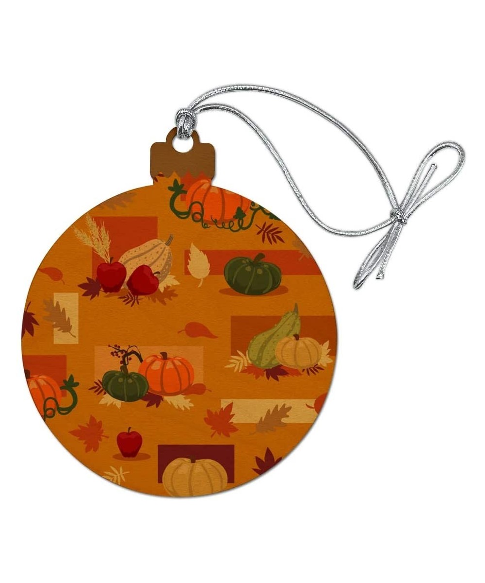 Fall Autumn Harvest Pumpkin and Squash Pattern Wood Christmas Tree Holiday Ornament - C2192C7TR4G $8.69 Ornaments