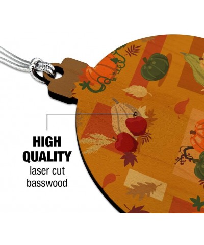 Fall Autumn Harvest Pumpkin and Squash Pattern Wood Christmas Tree Holiday Ornament - C2192C7TR4G $8.69 Ornaments