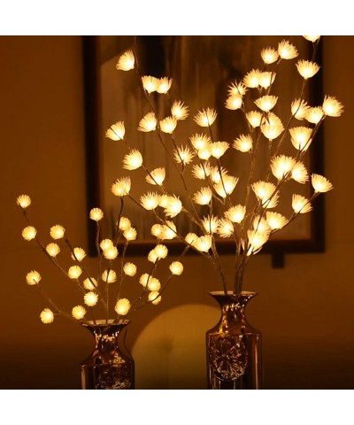 Lighted Twig Willow Branch with ICY Flowers 18in 24 LED Battery Operated for Christmas Home Decoration Indoor Outdoor Use Str...