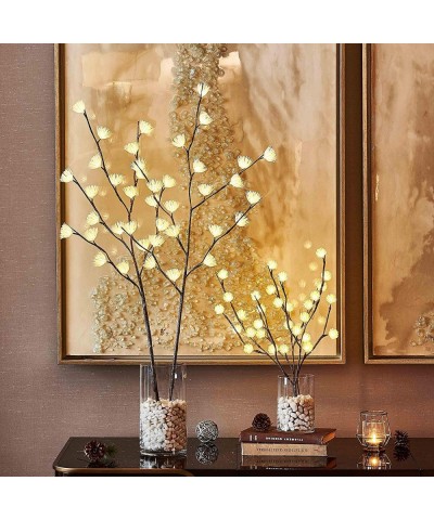 Lighted Twig Willow Branch with ICY Flowers 18in 24 LED Battery Operated for Christmas Home Decoration Indoor Outdoor Use Str...