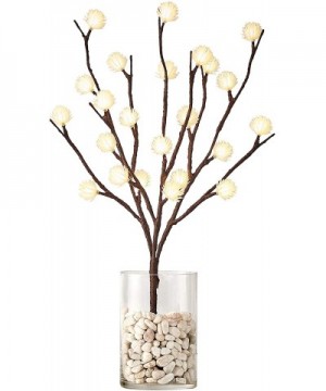 Lighted Twig Willow Branch with ICY Flowers 18in 24 LED Battery Operated for Christmas Home Decoration Indoor Outdoor Use Str...