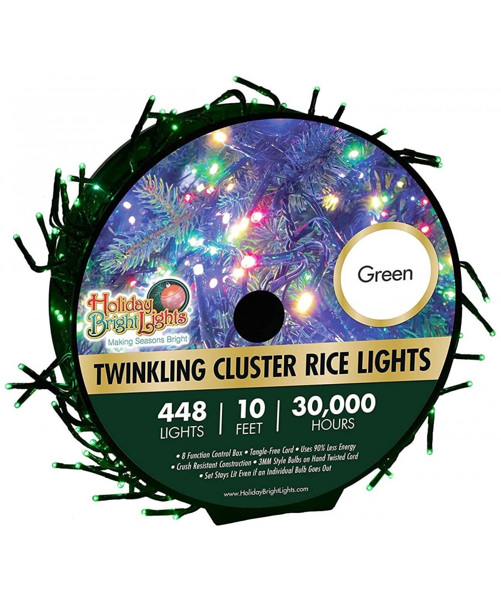 Christmas Lights 448 LED Twinkling Cluster Rice Reel -Green - CF188ROUOMW $20.90 Indoor String Lights