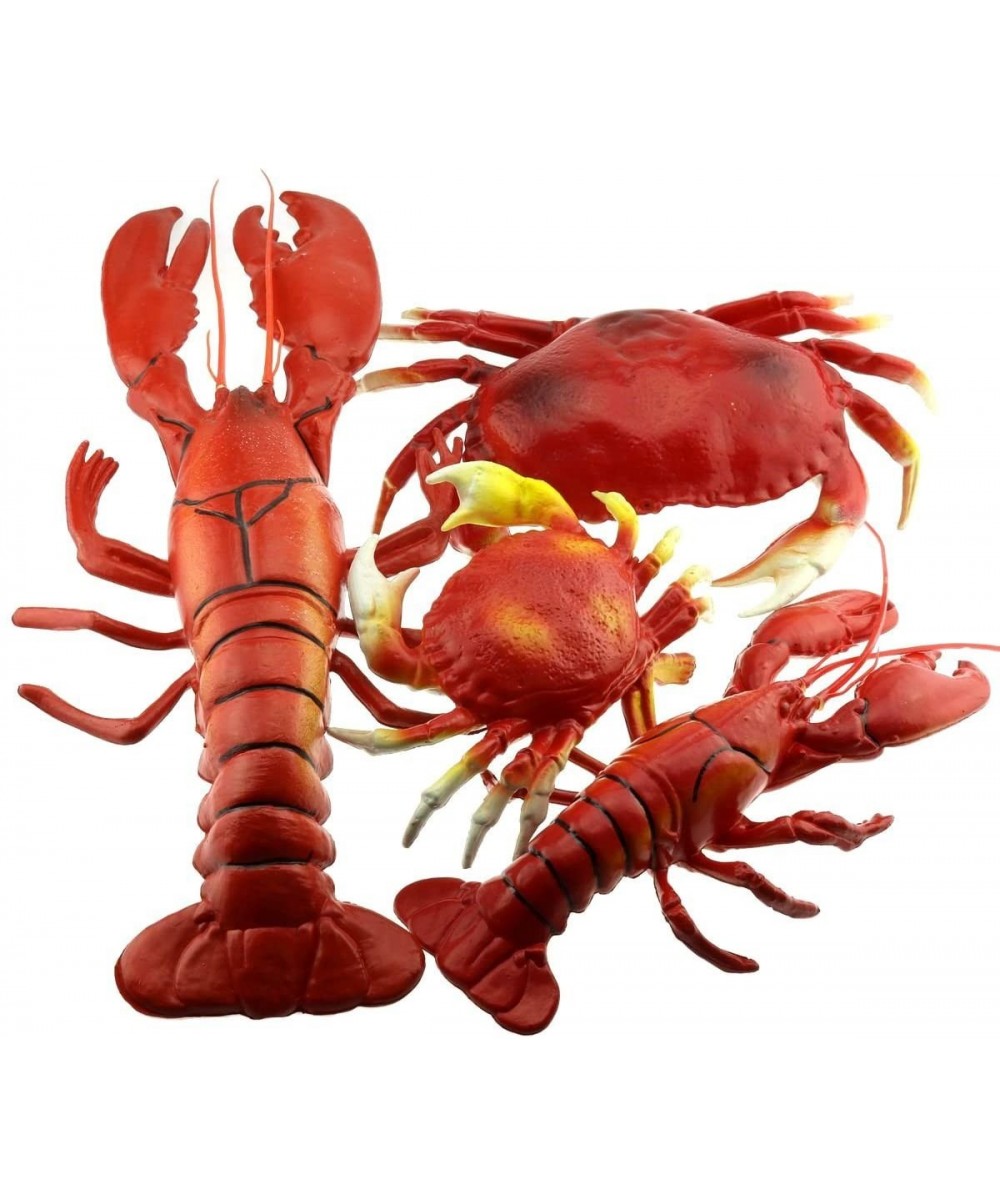 4 Pack Fake Large Sea Life Creatures Collection Artificial Lobster & Crab Plastic Animal Home Party Decoration Display Kids T...