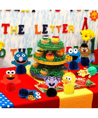 7Pcs Sesame Honeycomb Centerpieces Table Topper- Double-Sided Elmo Cookie Monster Table Decorations Sesame Party Favors Photo...