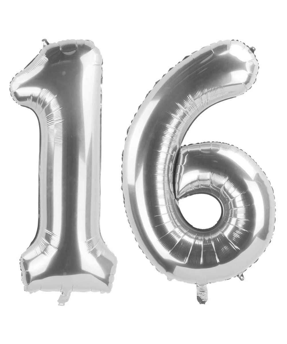Silver 16 Foil Mylar Number Balloons for 16th Birthday Party Decoration Supplies-16th Anniversary-40 Inch. - 16th - CU193EAXE...