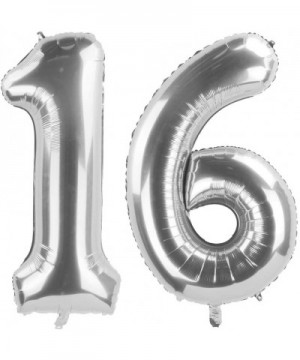 Silver 16 Foil Mylar Number Balloons for 16th Birthday Party Decoration Supplies-16th Anniversary-40 Inch. - 16th - CU193EAXE...