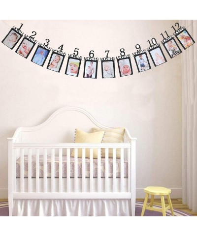 1st Birthday Baby Photo Banner Growth Record 1-12 Month Photo Prop Monthly Milestone Photograph Bunting Garland- First Birthd...