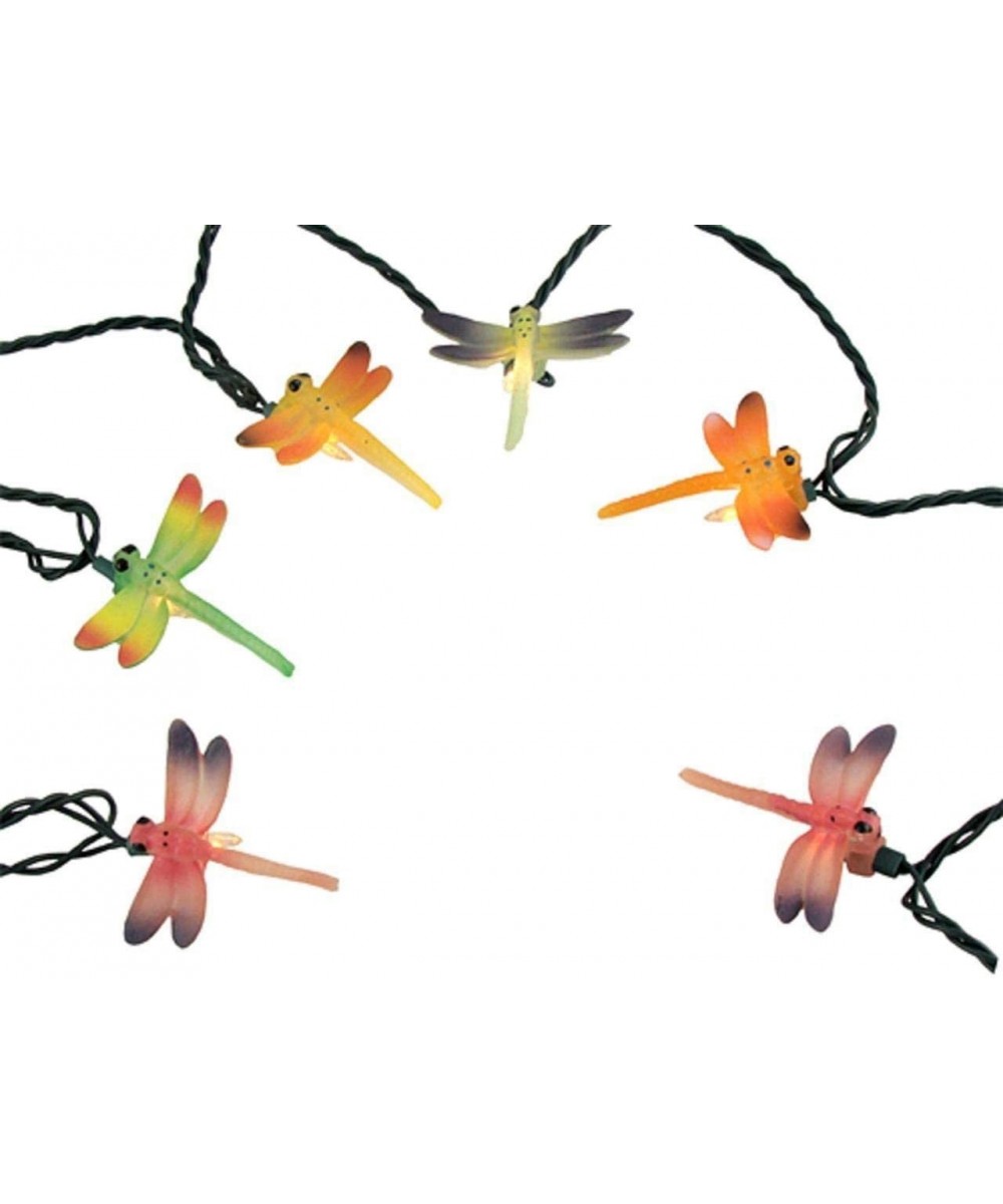 Set of 10 Multi-Color Dragonfly Garden Patio Christmas Lights - Green Wire - C4116W17YW5 $24.07 Indoor String Lights