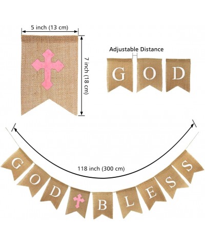 Baptism Banner For Girls with 6pcs Paper Honeycomb- Baptism Banner- Communion Party Baptism Decorations for Baby Shower- Firs...