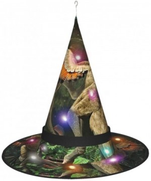 Forest Feathered Dinosaurs Peacock Battle Led Light Up Christmas Halloween Witch Hat for Party Costume Cosplay Outfit Accesso...