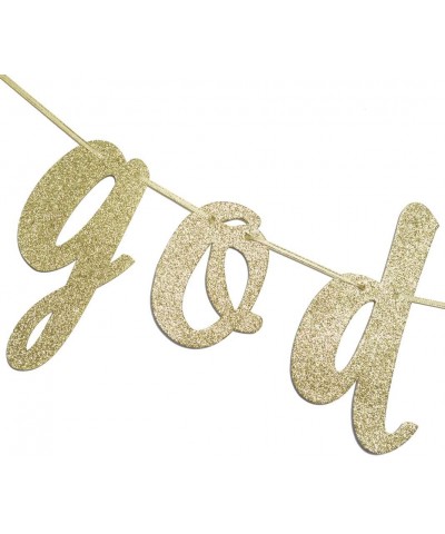 God Bless Banner- Baptism Garland Sign Gold Glitter for First Communion Christening Party Decorations Photo Props - CH18LQ75G...