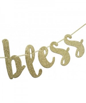 God Bless Banner- Baptism Garland Sign Gold Glitter for First Communion Christening Party Decorations Photo Props - CH18LQ75G...