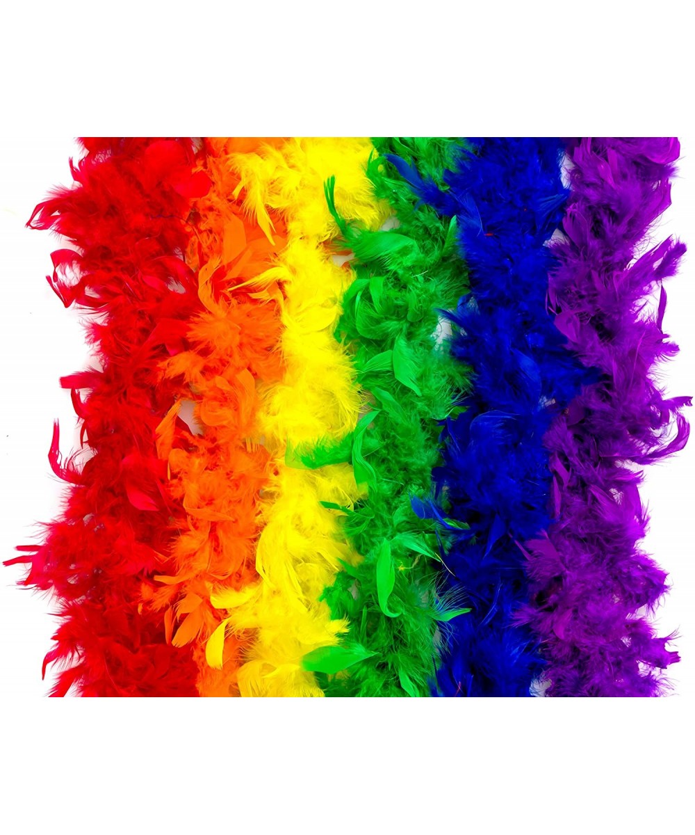 Colorful Rainbow Feather Boas - 6 Pack of 6 Feet Long Boas with Vibrant Colorful Feathers - Great for Costumes- Mardi Gras Ou...