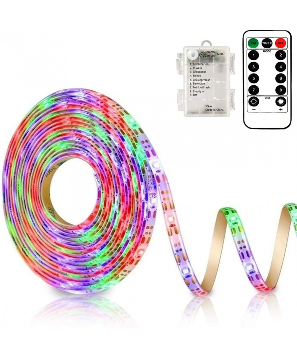 9.8FT 90Led RGB Strip Lights Battery Powered Remote Control- 8 Modes- Dimmable- Timer- Self-Adhesive- Cuttable- Waterproof- f...