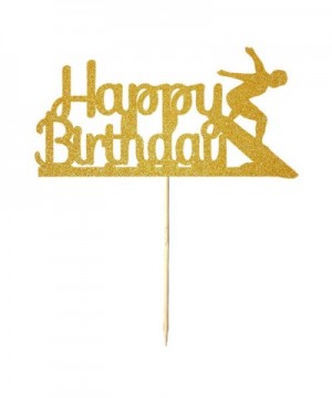 Golden Flash Happy Birthday Cake Topper- Birthday Party Cake Decoration- Sports Theme Cake Topper (ski) - CO18TIQ4LZ7 $4.49 C...