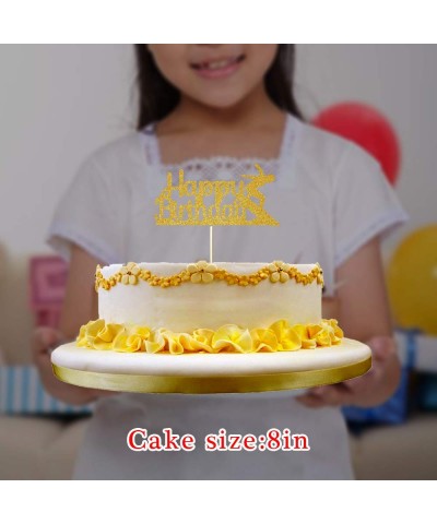 Golden Flash Happy Birthday Cake Topper- Birthday Party Cake Decoration- Sports Theme Cake Topper (ski) - CO18TIQ4LZ7 $4.49 C...