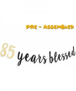 85 Years Blessed Black and Gold Glitter Bunting Banner 85 Years Old Happy 85th Birthday Anniversary Party Decorations. - 85th...