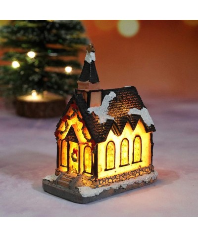 Christmas Resin Miniature House Furniture LED House Decorate Mini Light-up Creative Tabletop Decoration - B - C919HDSO0WO $9....