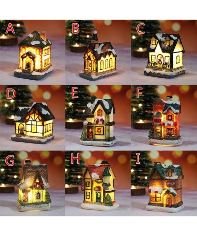 Christmas Resin Miniature House Furniture LED House Decorate Mini Light-up Creative Tabletop Decoration - B - C919HDSO0WO $9....