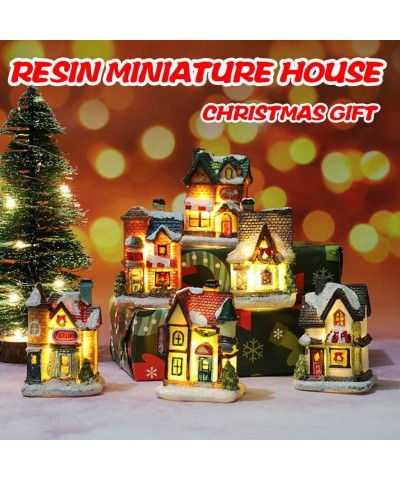 Christmas Resin Miniature House Furniture LED House Decorate Mini Light-up Creative Tabletop Decoration - B - C919HDSO0WO $9....