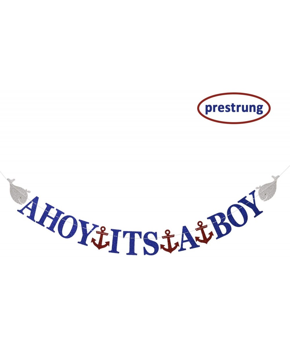 Ahoy Its A Boy Nautical Theme Baby Shower Banner for Baby Boy Party Decorations (NO-DIY) - CB18ELT4HCH $6.78 Banners