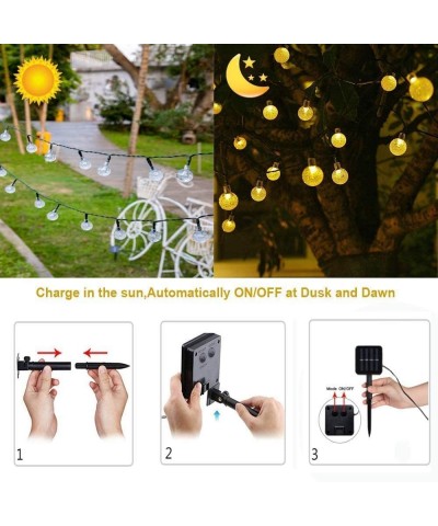 Solar String Lights Outdoor- 2 Pack 21.3ft 30 LED Crystal Balls Waterproof Globe Solar Powered Fairy String Lights for Christ...