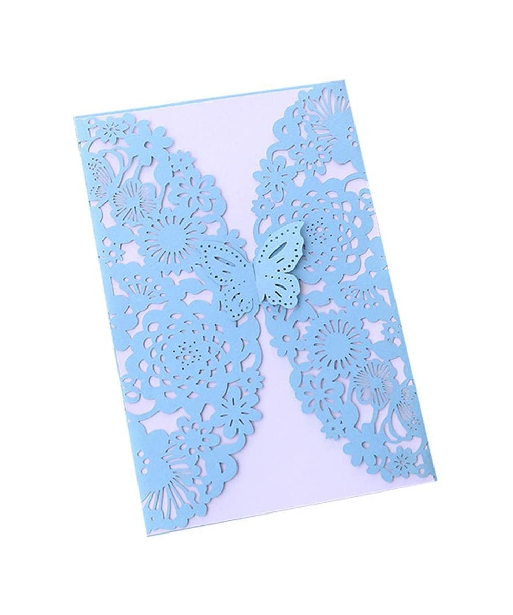 10 Pcs Wedding Invitation Cards Laser Cut Floral Butterfly Pattern Invitations Cards Kits for Engagement Wedding Party Bridal...