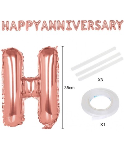 Happy Anniversary Balloons - Rose Gold Foil Letters - 16 Inch Large Size - Perfect Party Decoration Supplies for Family Miles...