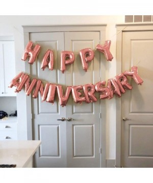 Happy Anniversary Balloons - Rose Gold Foil Letters - 16 Inch Large Size - Perfect Party Decoration Supplies for Family Miles...