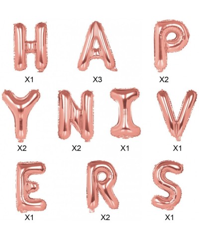 Happy Anniversary Balloons - Rose Gold Foil Letters - 16 Inch Large Size - Perfect Party Decoration Supplies for Family Miles...