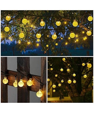 Solar String Lights Outdoor- 2 Pack 21.3ft 30 LED Crystal Balls Waterproof Globe Solar Powered Fairy String Lights for Christ...