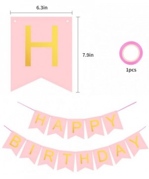 Pink Happy Birthday Banner Bunting Gold Signs Happy Birthday Garland for Girls Princess Birthday Party Decorations Supplies -...