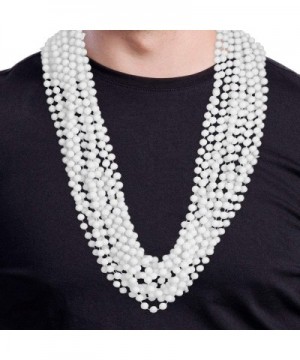 12 PCS 33" Long White Pearl Bead Necklaces Faux Strands Costume Jewelry Bulk Party Favors Flapper Accessory for Event Mardi G...