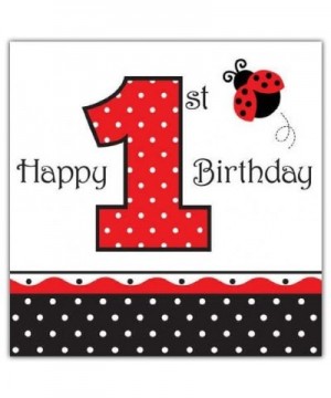 16-Count Paper Lunch Napkins- Ladybug Fancy Happy 1st Birthday - Ladybug Fancy - CU116L0UE7J $6.11 Party Tableware
