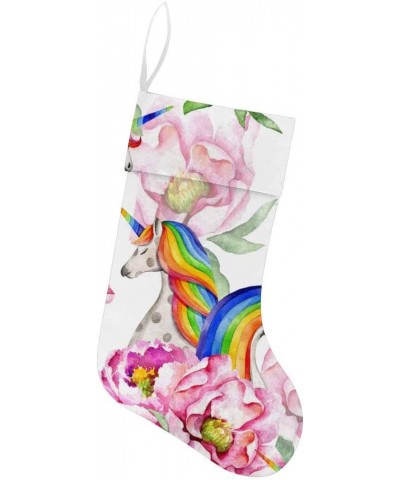 Watercolor Rainbow Unicorns Pink Christmas Stocking for Family Xmas Party Decoration Gift - Multi30 - CH192ZQXMLG $13.10 Stoc...