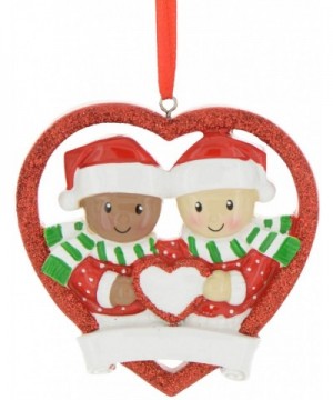 Personalized Mixed Race Couple Christmas Tree Ornament 2020 - Romantic Cozy Heart Together Sibling Friend Biracial Multi-Cult...