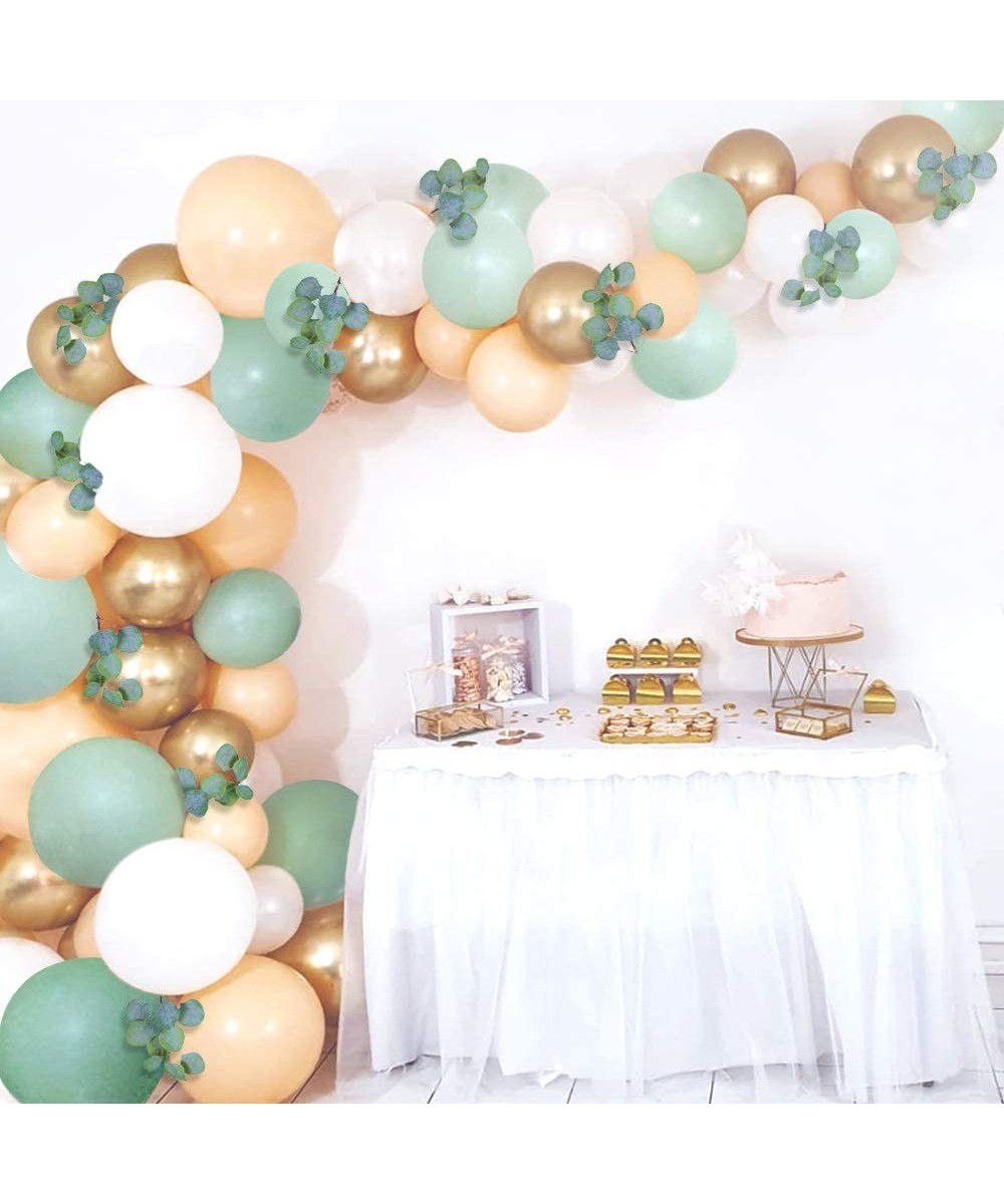 Sage Green Balloon Garland Arch Kit with Eucalyptus Olive- Peach- White- Gold Balloons and Greenery for Forest Safari Jungle ...