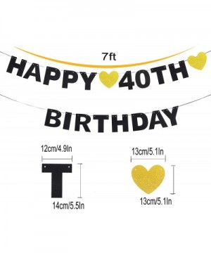 Happy 40th Birthday Banner Black Glitter 40 Years Old Bday Anniversary Party Decoration Sign for Women Men - 40th - CG18R8O8Q...