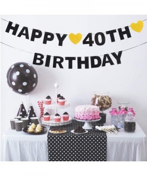 Happy 40th Birthday Banner Black Glitter 40 Years Old Bday Anniversary Party Decoration Sign for Women Men - 40th - CG18R8O8Q...