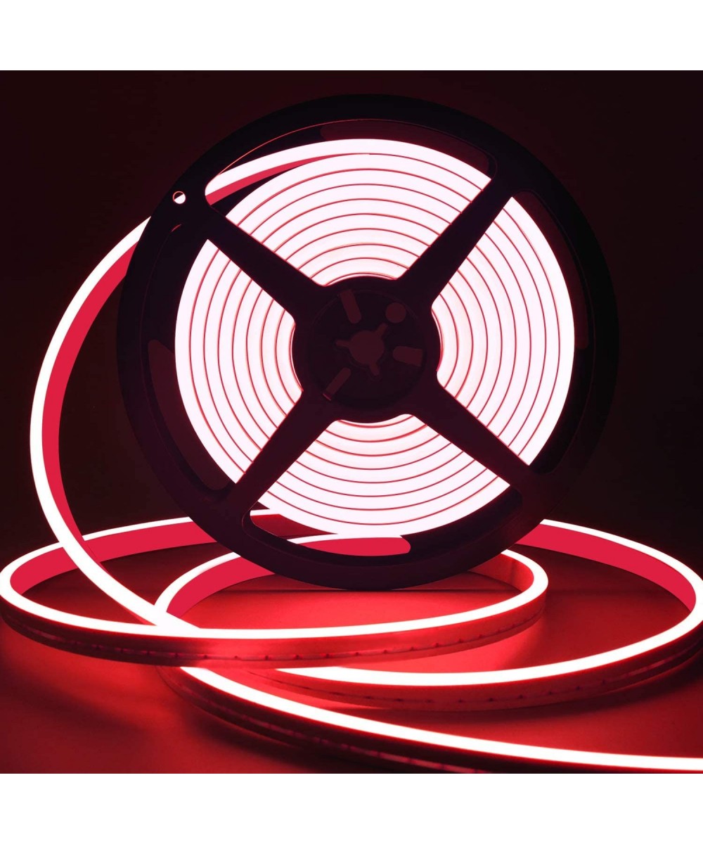 LED Strip Lights Red- Neon Rope Lights Outdoor Flexible Neon Light Rope IP65 Waterproof Silicone 12V LED Light Strip Red Heat...