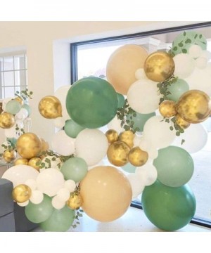 Sage Green Balloon Garland Arch Kit with Eucalyptus Olive- Peach- White- Gold Balloons and Greenery for Forest Safari Jungle ...