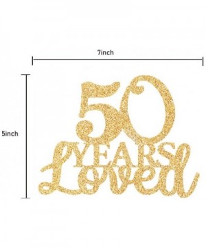 50 Years Loved gold Glitter Cake Topper for 50th Birthday or 50th Wedding Anniversary gold Glitter Party Decoration - CR199E5...